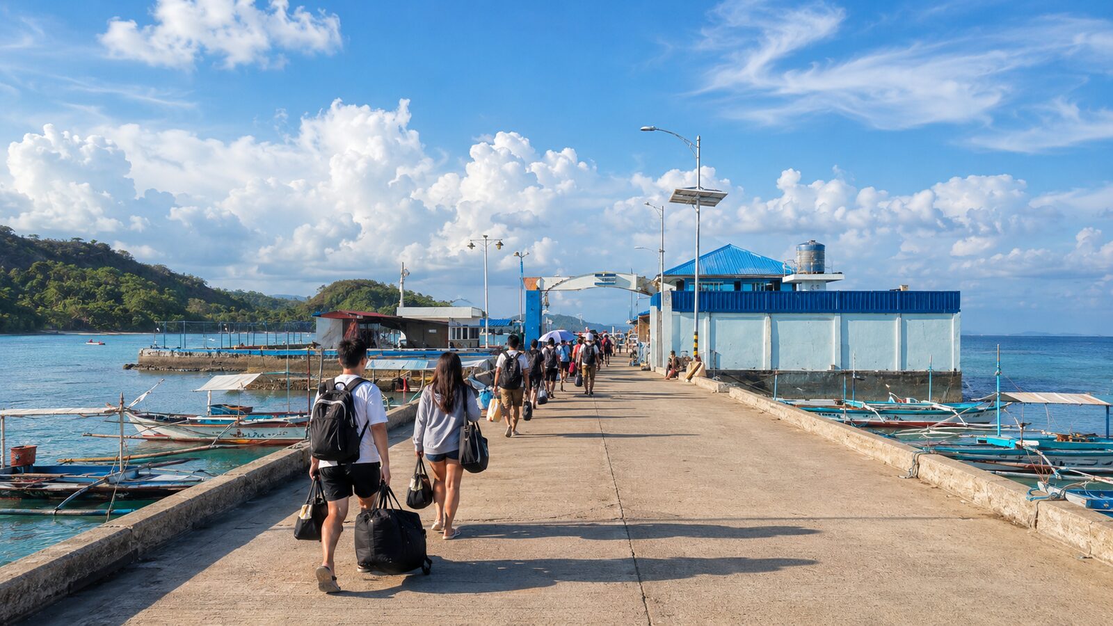 Boats at the Port of Buyabod in Santa Cruz, the jump-off point for Maniwaya Island