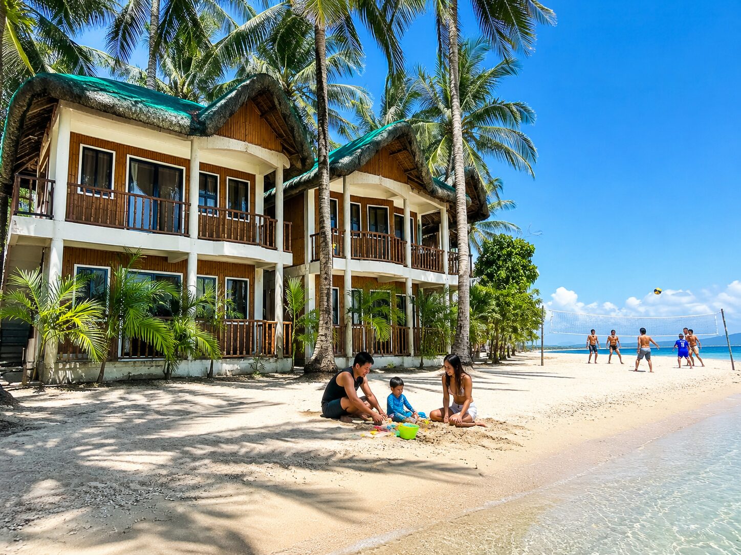 Beachfront at Wawie's Beach Resort on Maniwaya Island